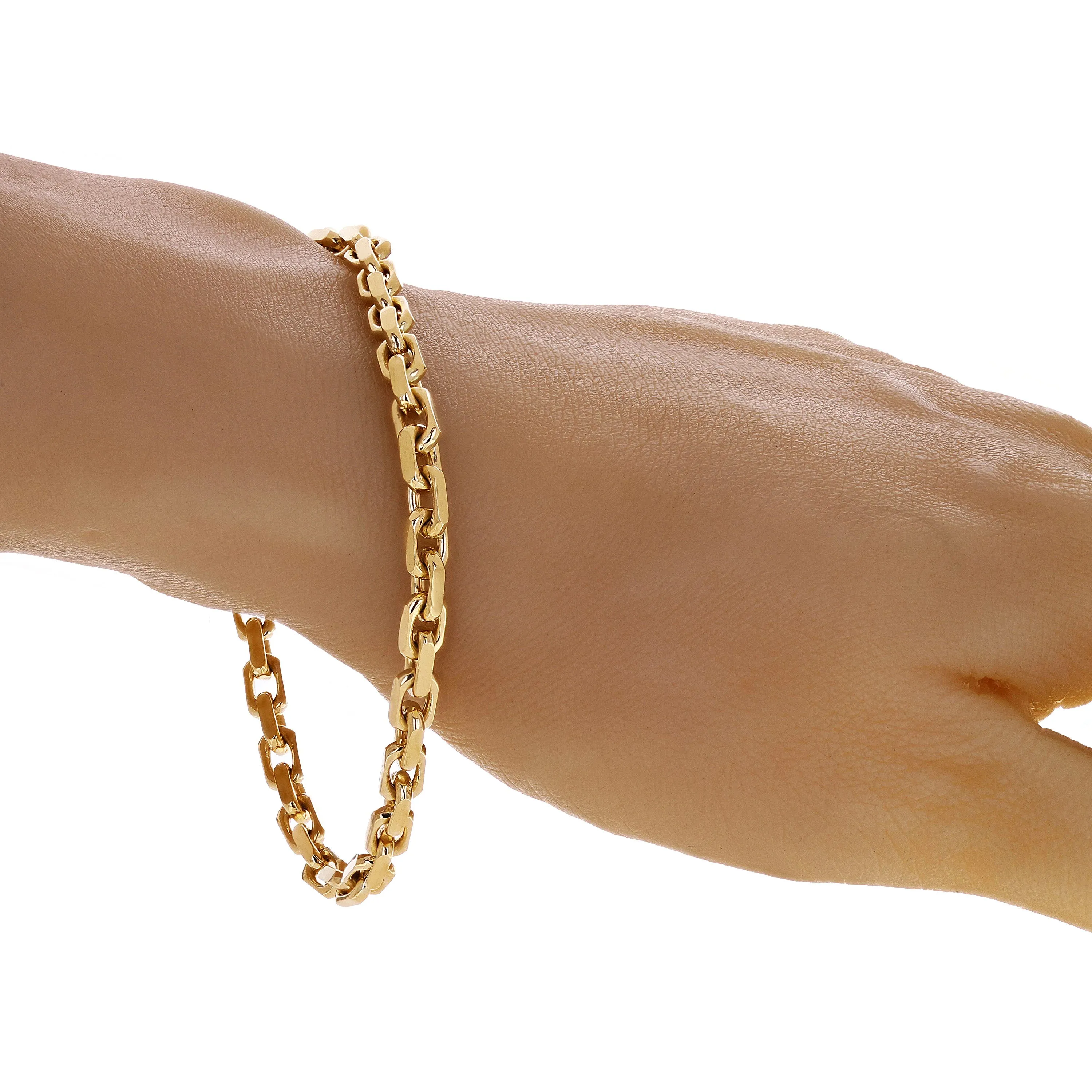 10k Yellow Gold Solid Handmade Fashion Link Chain Bracelet 7" - 9.5" 4.8mm