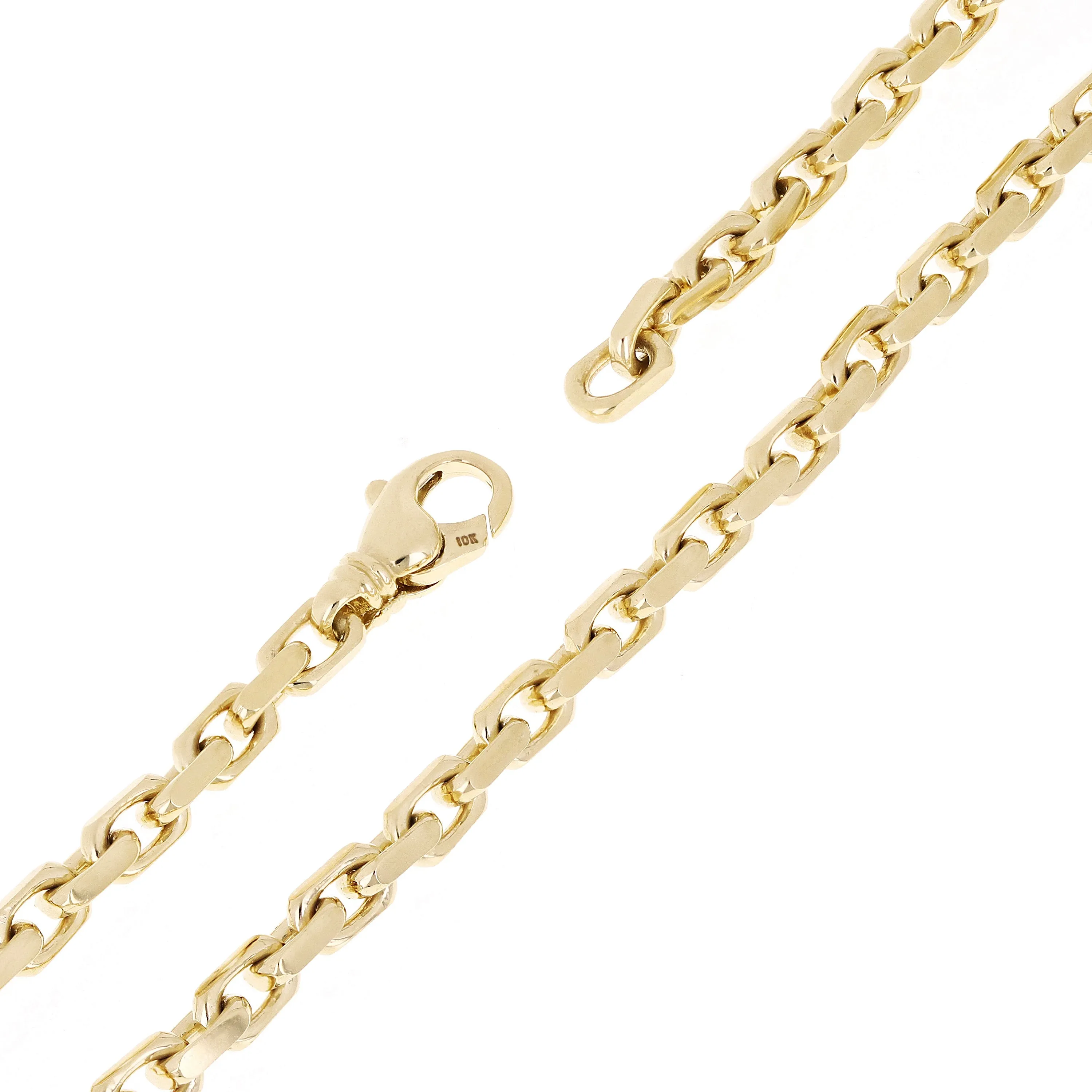 10k Yellow Gold Solid Handmade Fashion Link Chain Bracelet 7" - 9.5" 4.8mm
