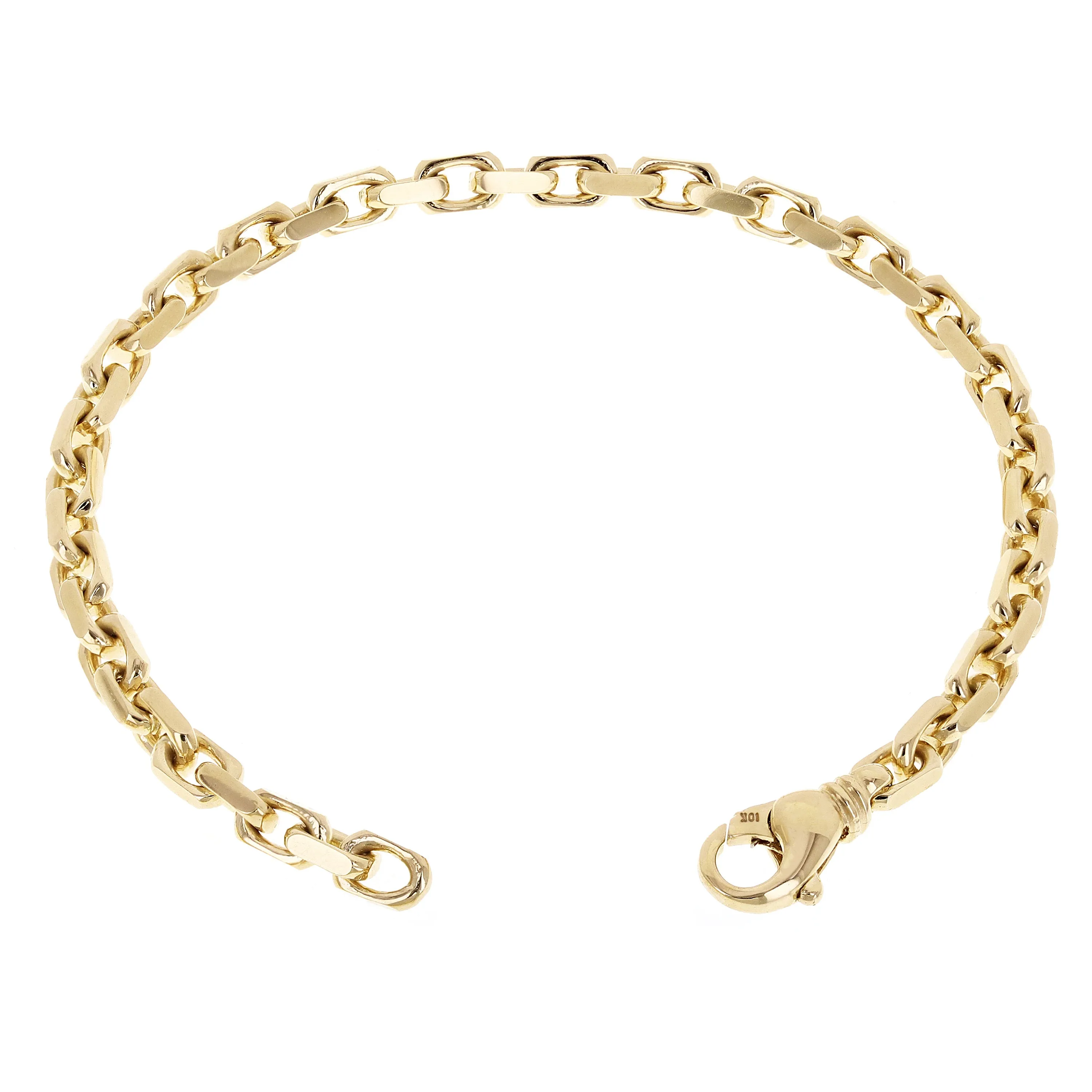 10k Yellow Gold Solid Handmade Fashion Link Chain Bracelet 7" - 9.5" 4.8mm