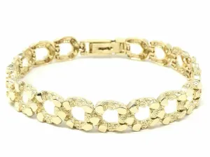 10k Yellow Gold Solid Horse Shoe Nugget Bracelet 7.5" 10.5mm 20 grams