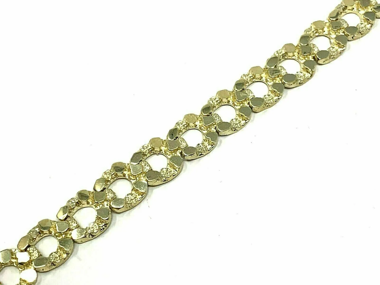 10k Yellow Gold Solid Horse Shoe Nugget Bracelet 8" 10.5mm 21 grams