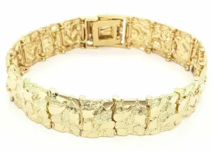 10k Yellow Gold Solid Nugget Bracelet 8" - 8.5" 15.5mm 36 grams