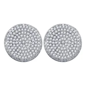 10kt White Gold Mens Round Diamond Circle Cluster Stud Earrings 5/8 Cttw