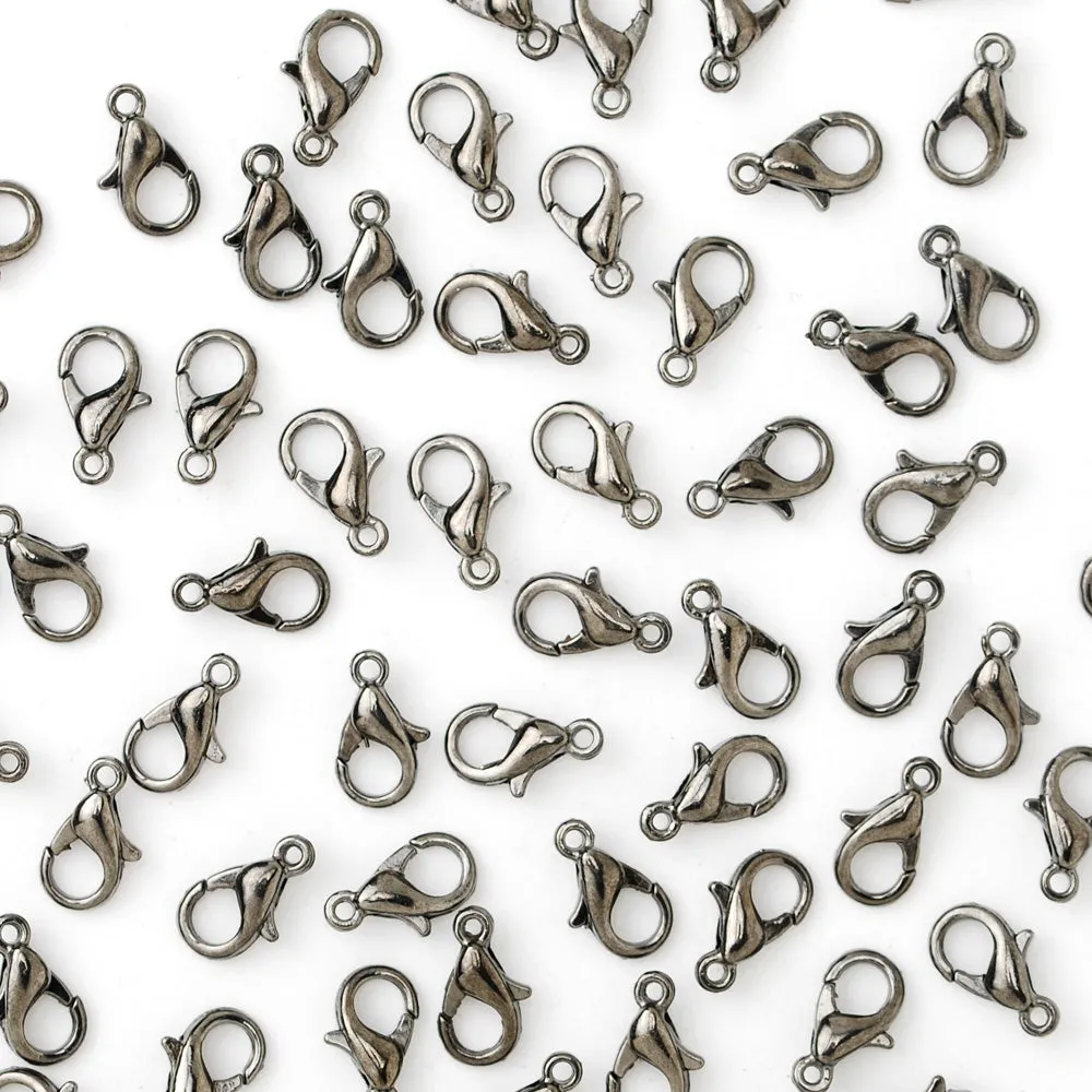 10mm Alloy Lobster Clasps Fastener Hooks Jewellery-making,gun metal black 100pcs