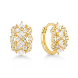 10mm Cluster Hoop Earrings with Cubic Zirconia in 9ct Yellow Gold
