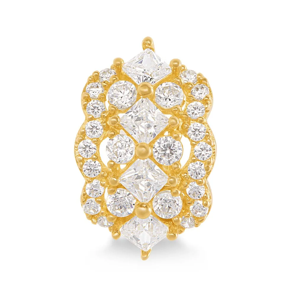 10mm Cluster Hoop Earrings with Cubic Zirconia in 9ct Yellow Gold