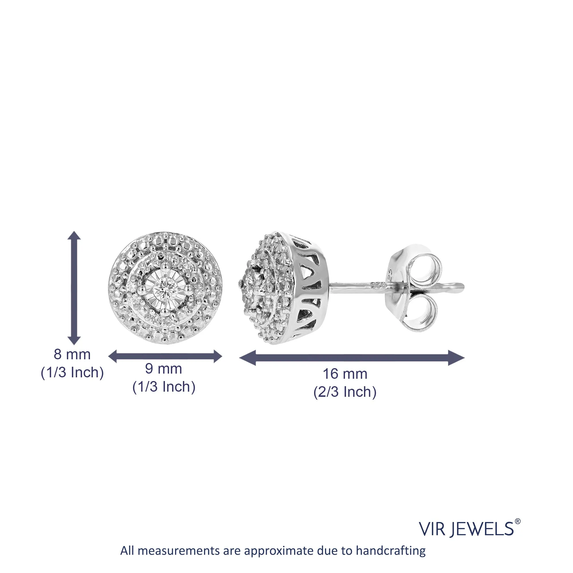 1/10 cttw Classic Diamond Stud Earrings in .925 Sterling Silver