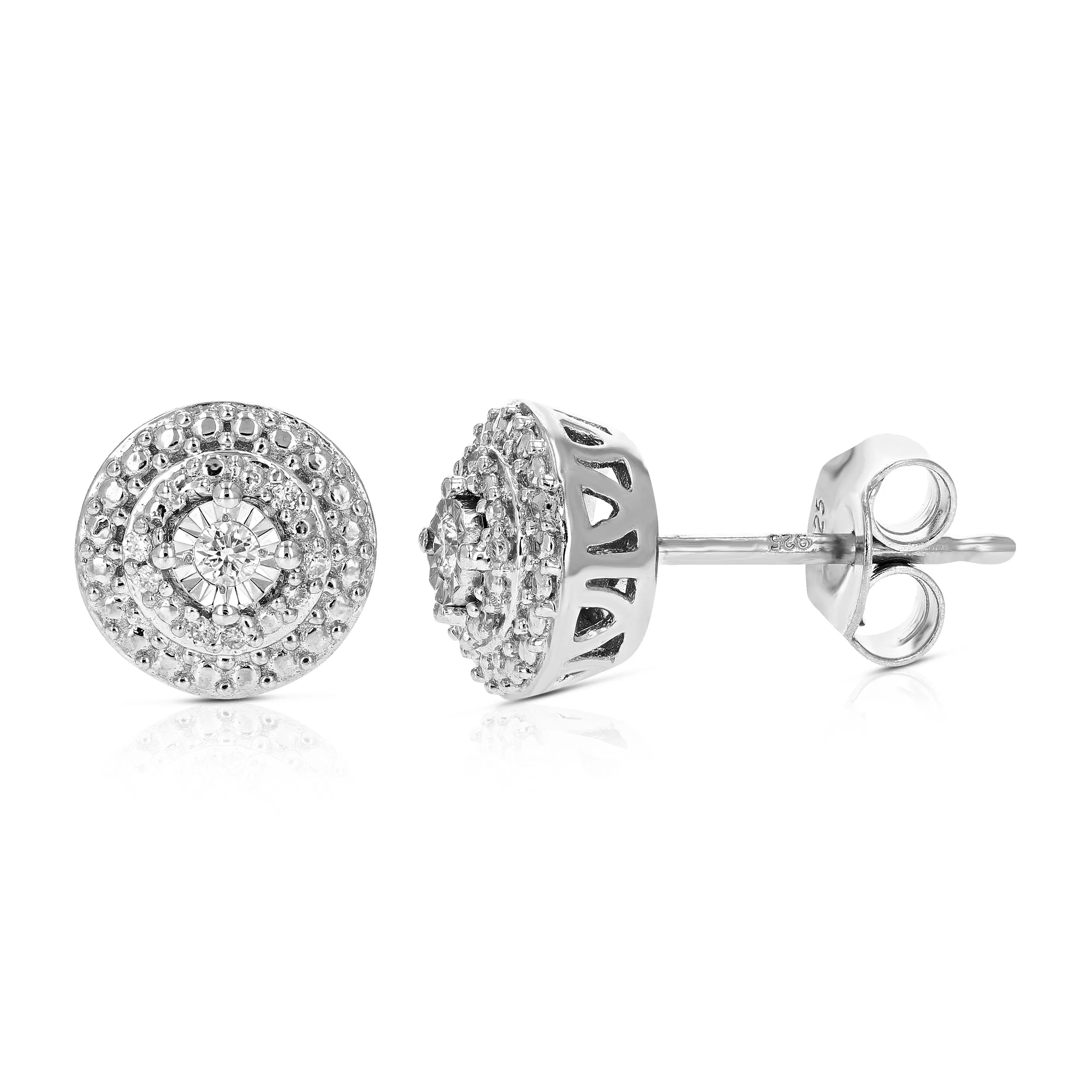 1/10 cttw Classic Diamond Stud Earrings in .925 Sterling Silver