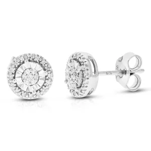 1/10 cttw Diamond Stud Composite Earrings in .925 Sterling Silver