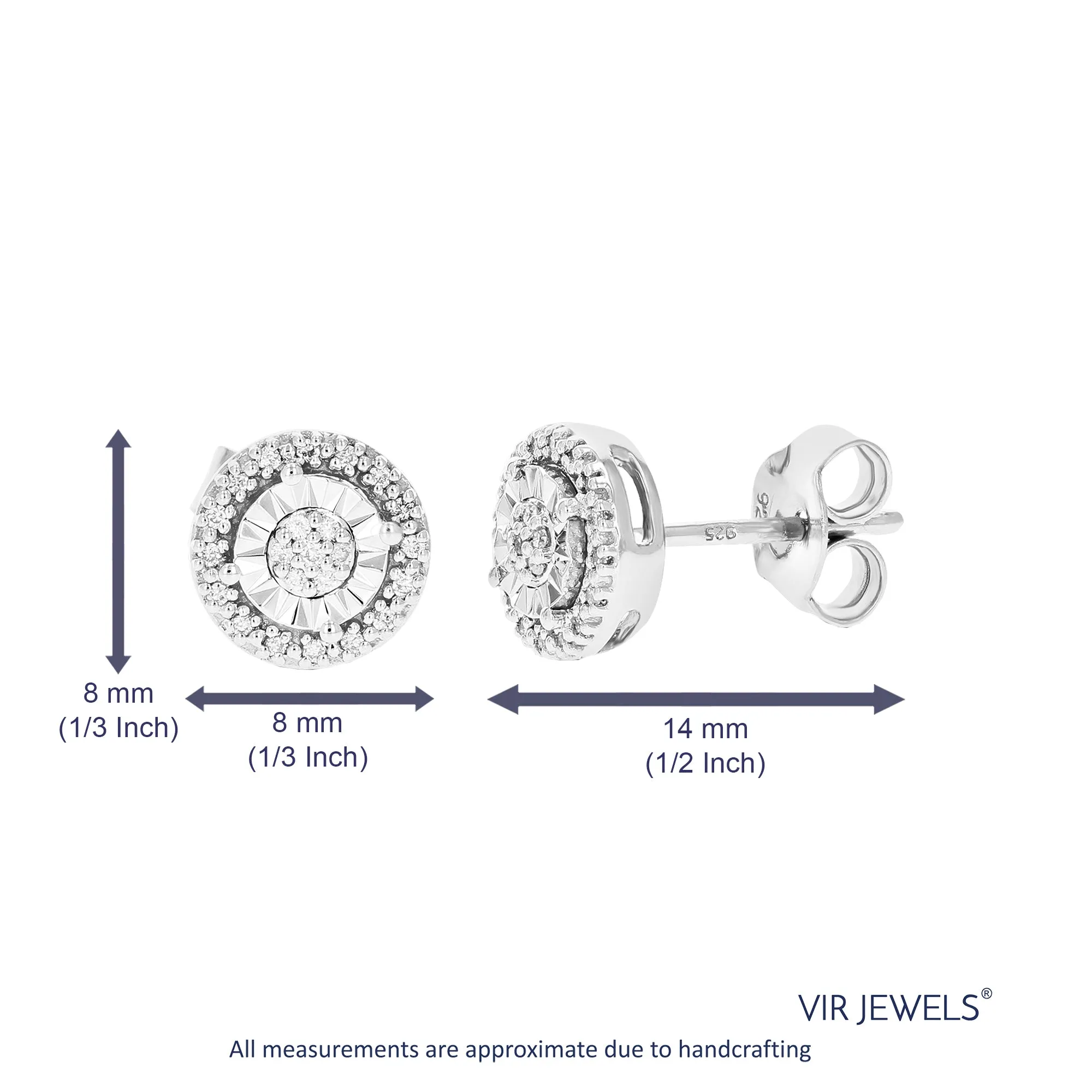 1/10 cttw Diamond Stud Composite Earrings in .925 Sterling Silver