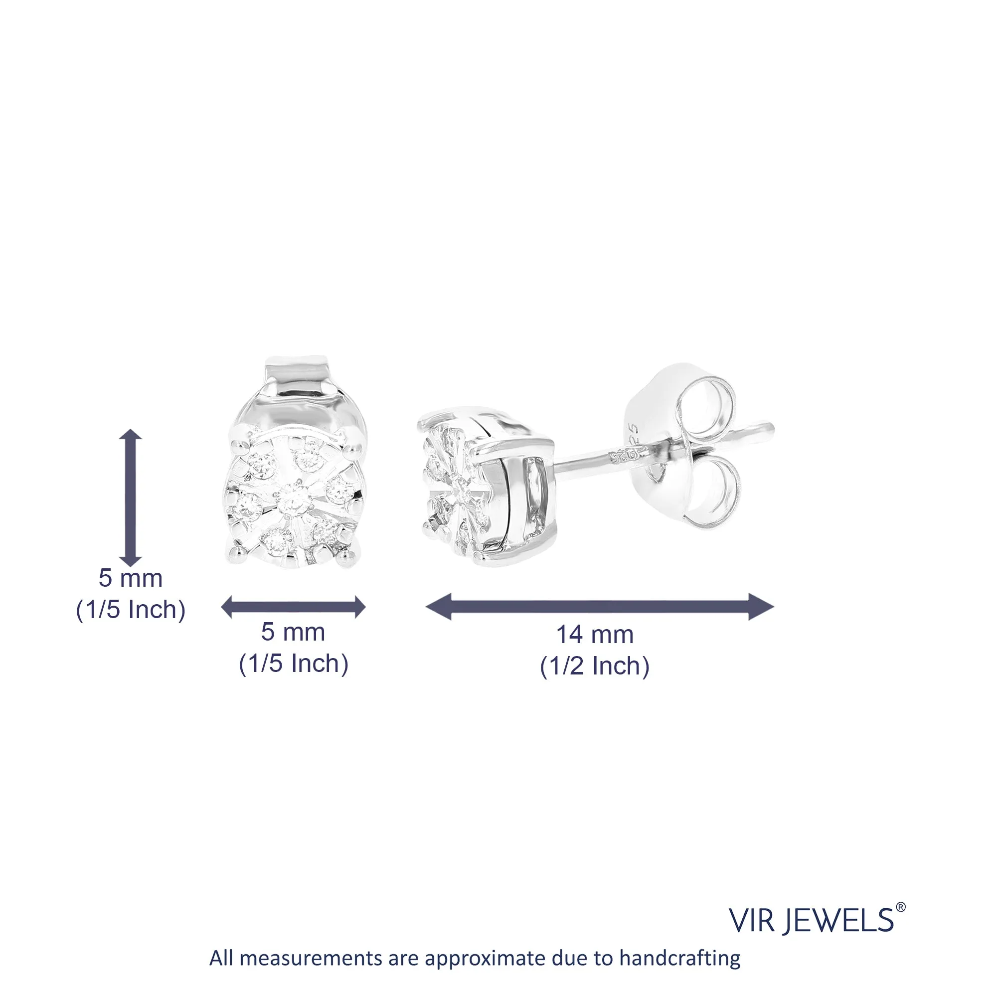 1/12 cttw Composite Diamond Stud Earrings in .925 Sterling Silver