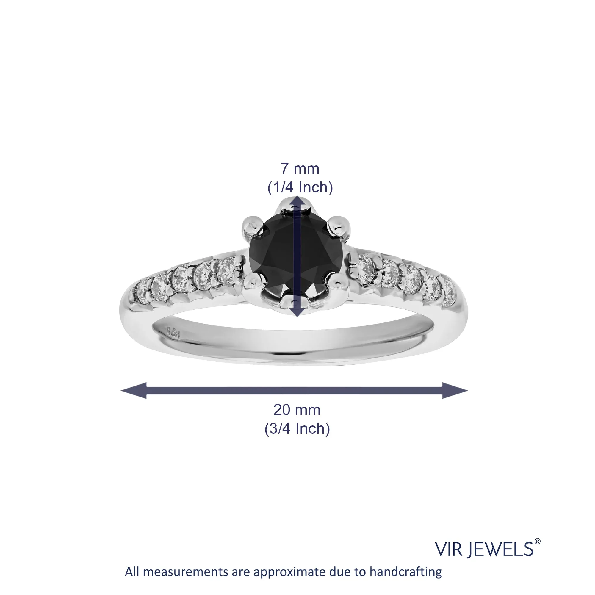1.15 cttw Black Diamond Engagement Ring in 14K White Gold