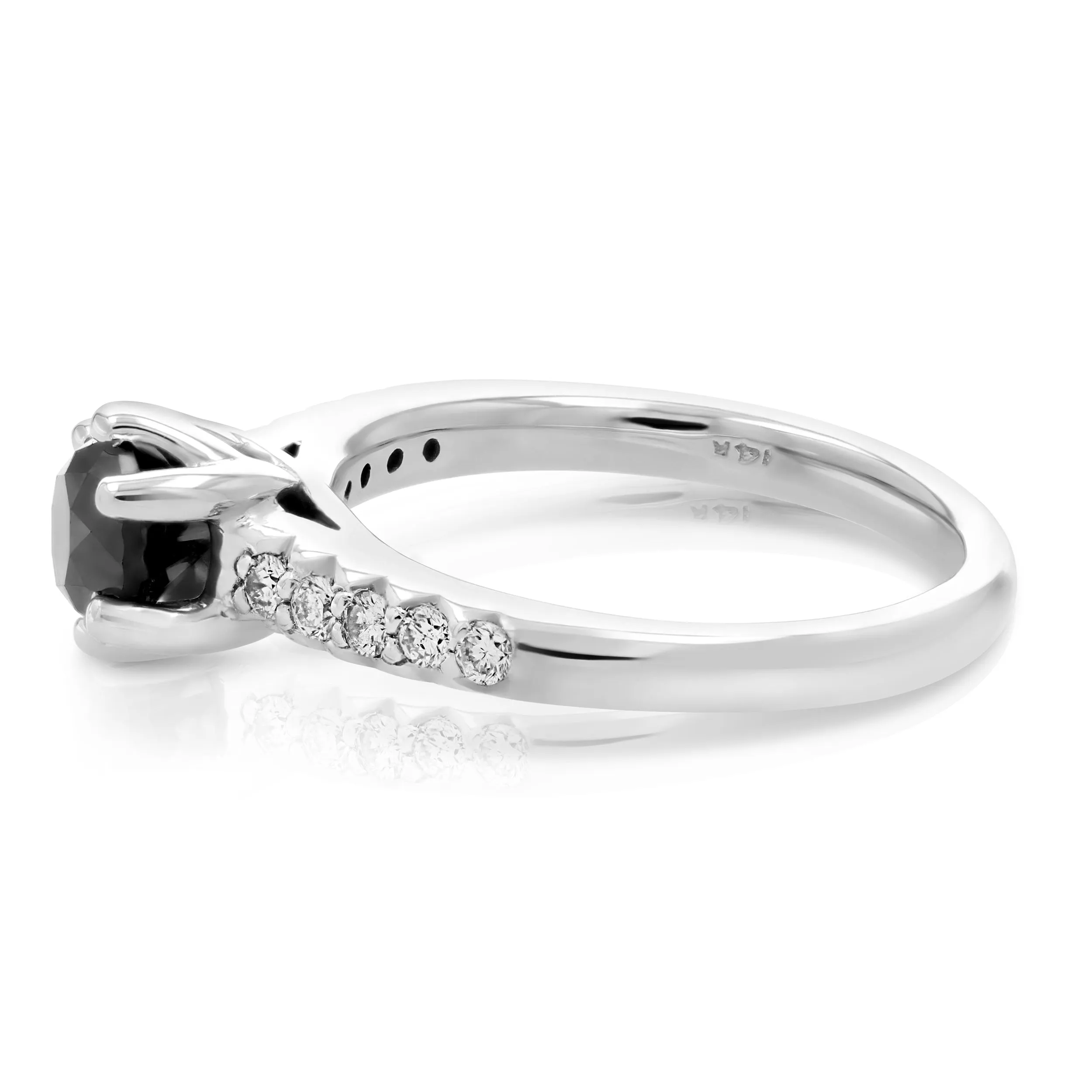 1.15 cttw Black Diamond Engagement Ring in 14K White Gold