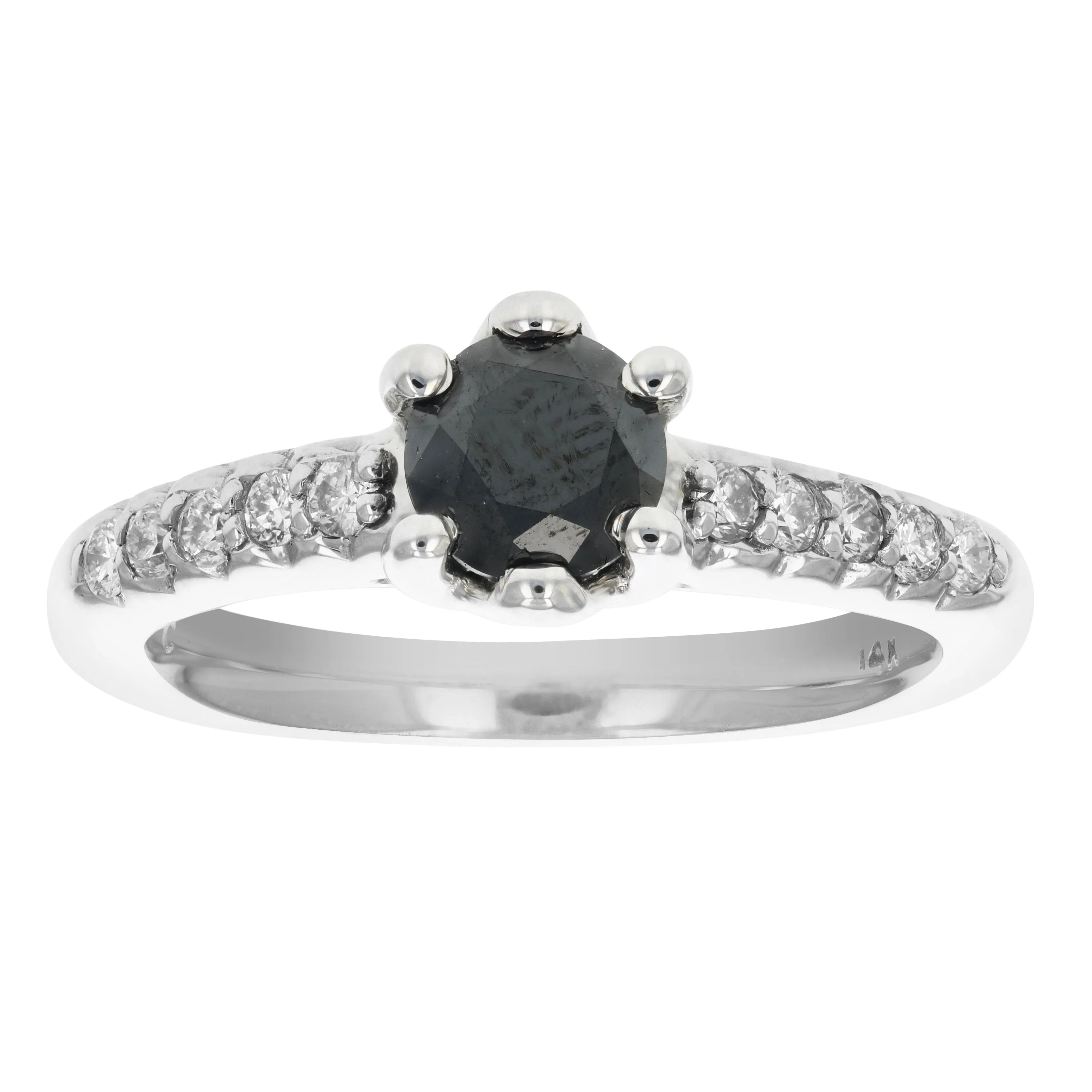 1.15 cttw Black Diamond Engagement Ring in 14K White Gold