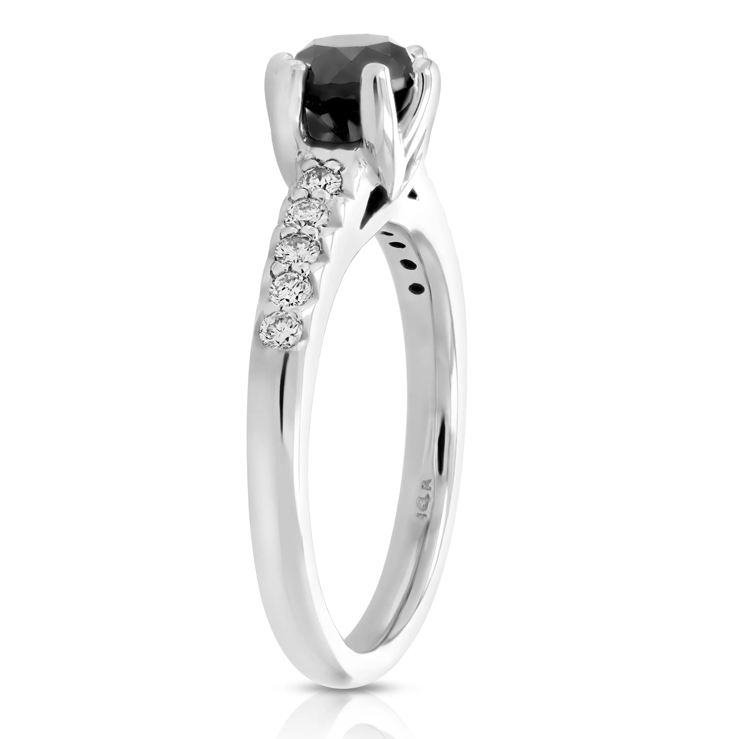 1.15 cttw Black Diamond Engagement Ring in 14K White Gold
