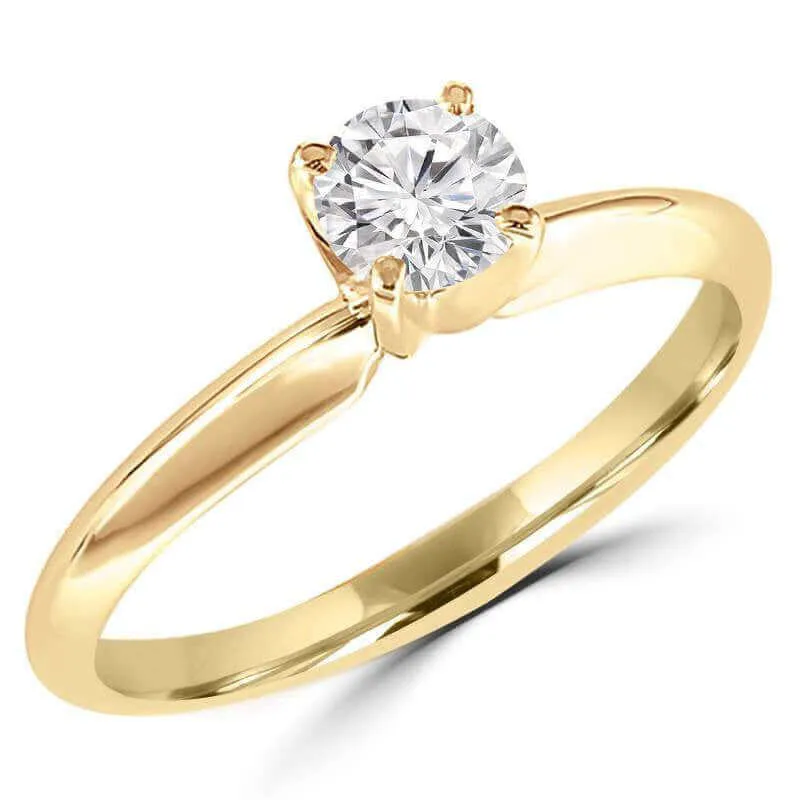 1/2 Carats Solitaire Diamond Engagement Ring GH/SI1-SI2 14K Yellow Gold or White Gold