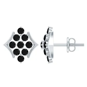 1/2 CT Black Onyx Cluster Stud Earrings