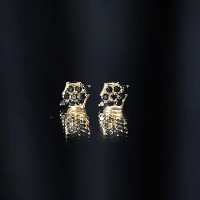 1/2 CT Black Onyx Cluster Stud Earrings