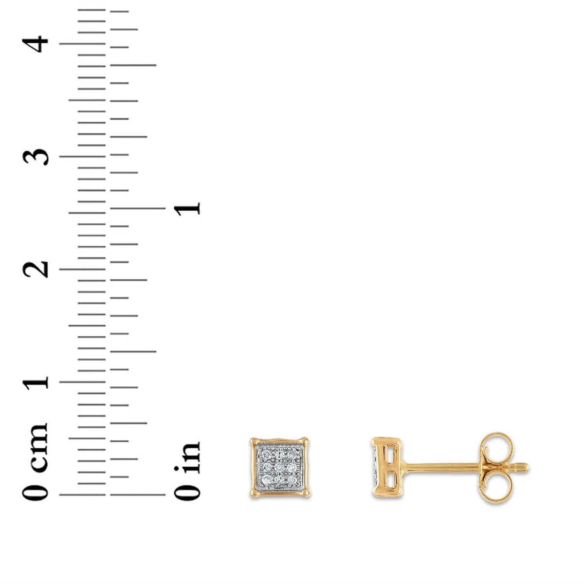 1/20 CTW Natural Diamond Cluster Stud Earrings in 10KT Yellow Gold