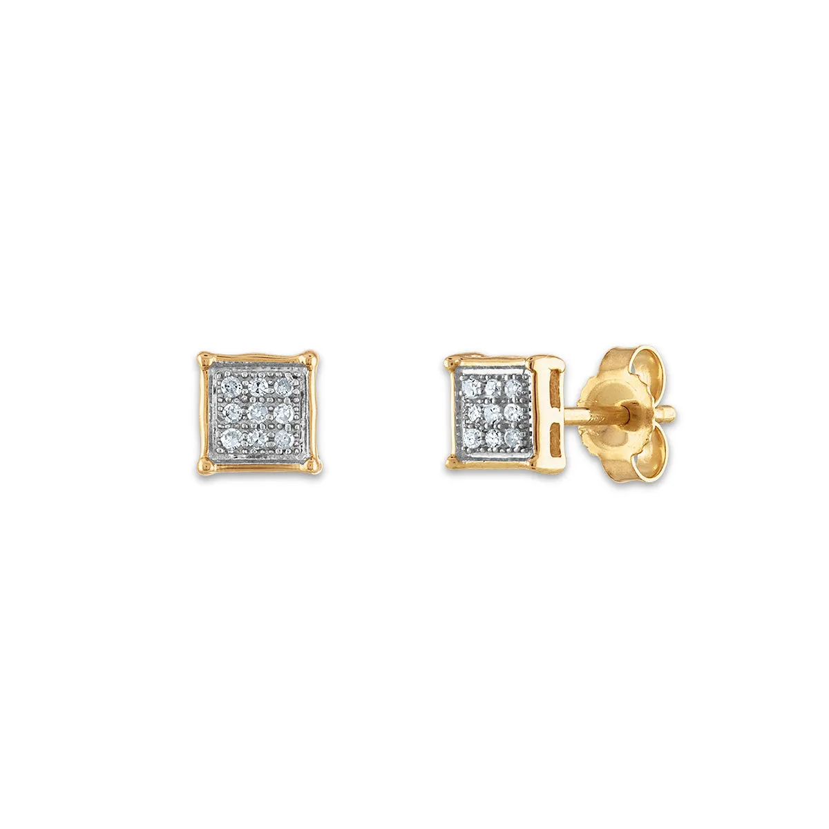 1/20 CTW Natural Diamond Cluster Stud Earrings in 10KT Yellow Gold