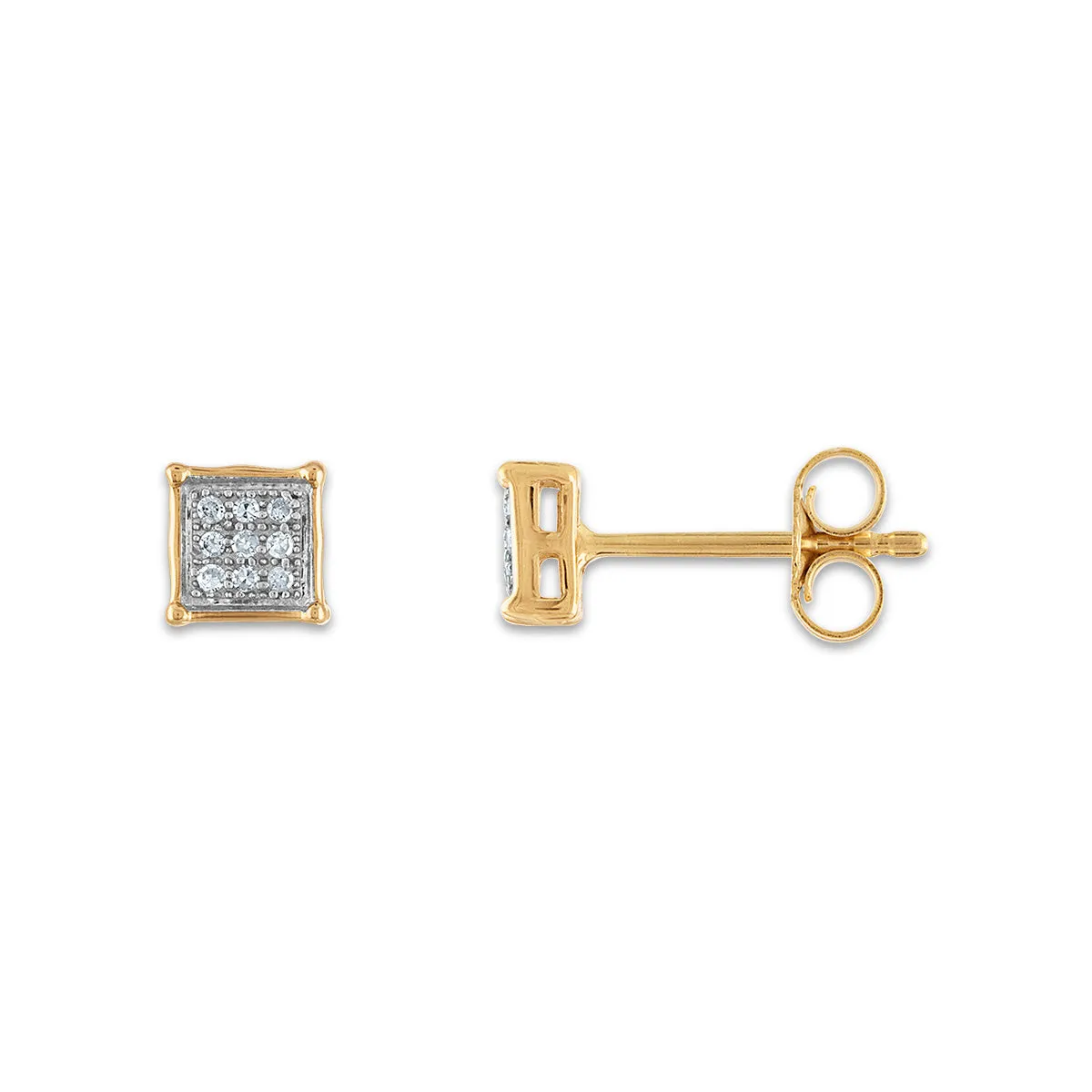1/20 CTW Natural Diamond Cluster Stud Earrings in 10KT Yellow Gold