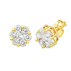 1/2ctw Flower Diamond Cluster Stud Earrings