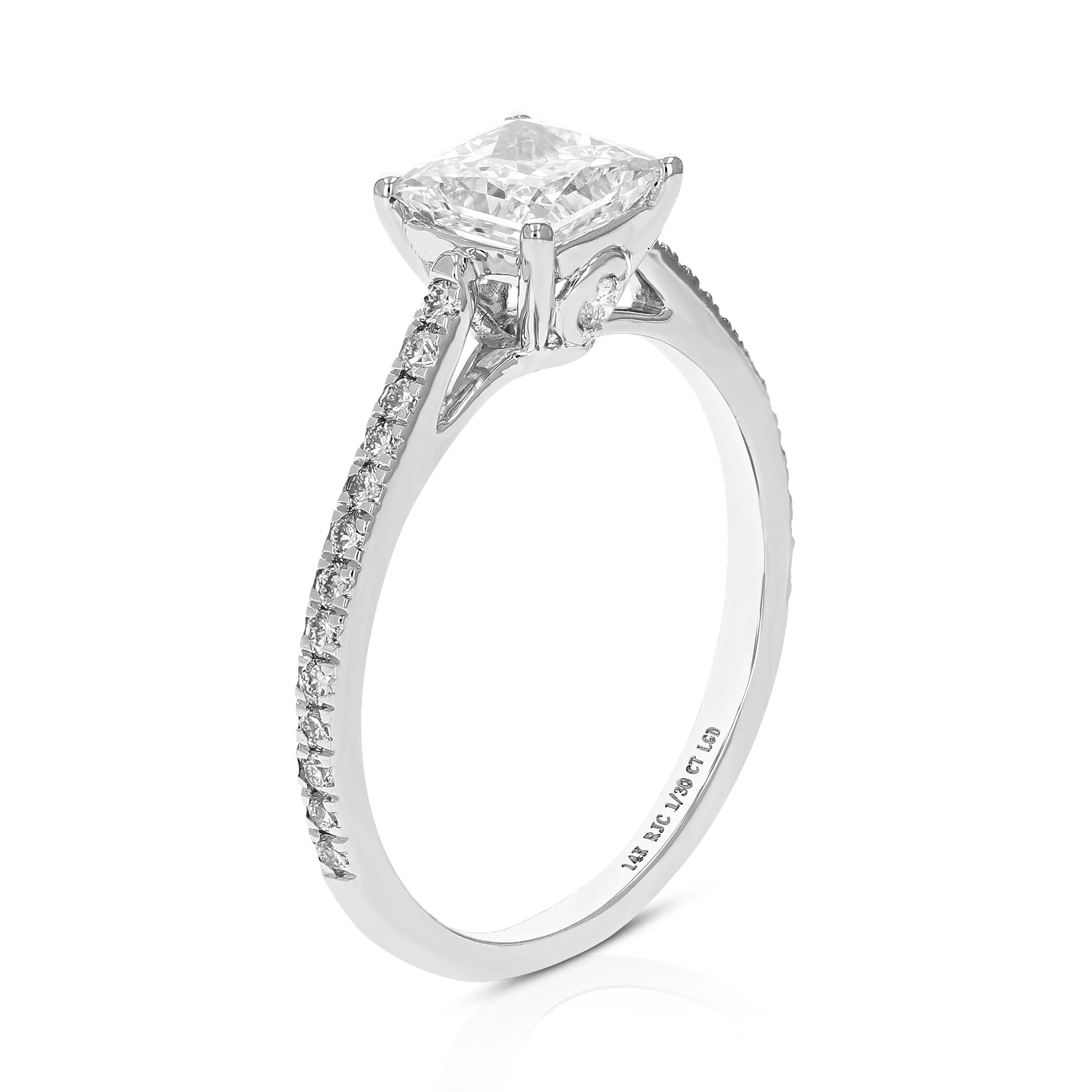 1.30 cttw Lab Grown Princess Diamond Wedding Ring 14K White Gold