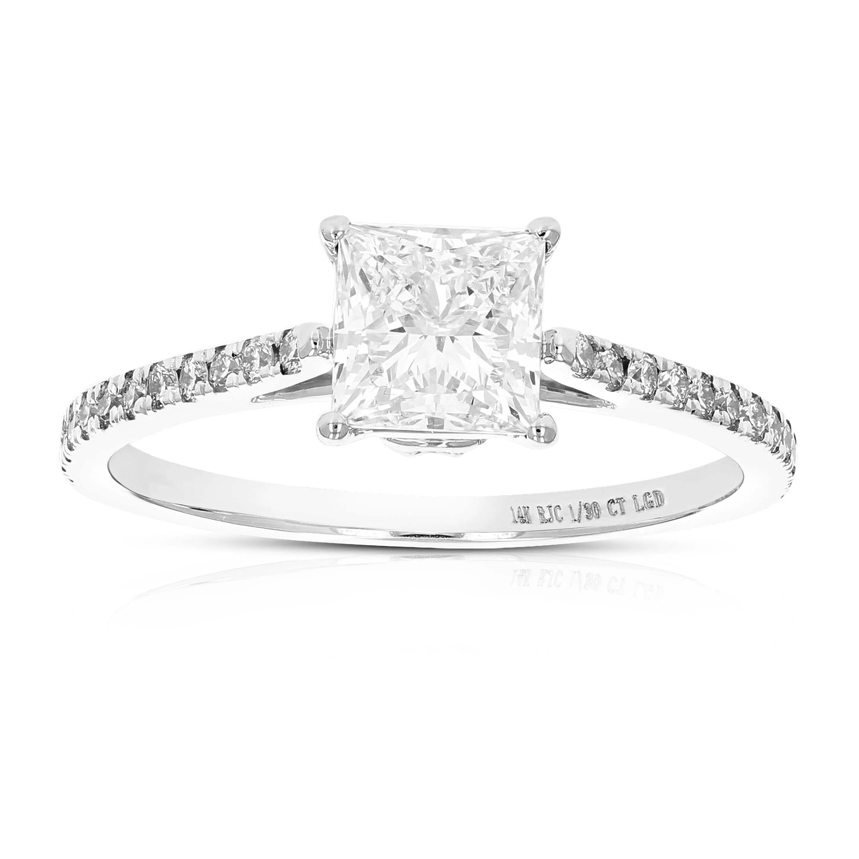1.30 cttw Lab Grown Princess Diamond Wedding Ring 14K White Gold