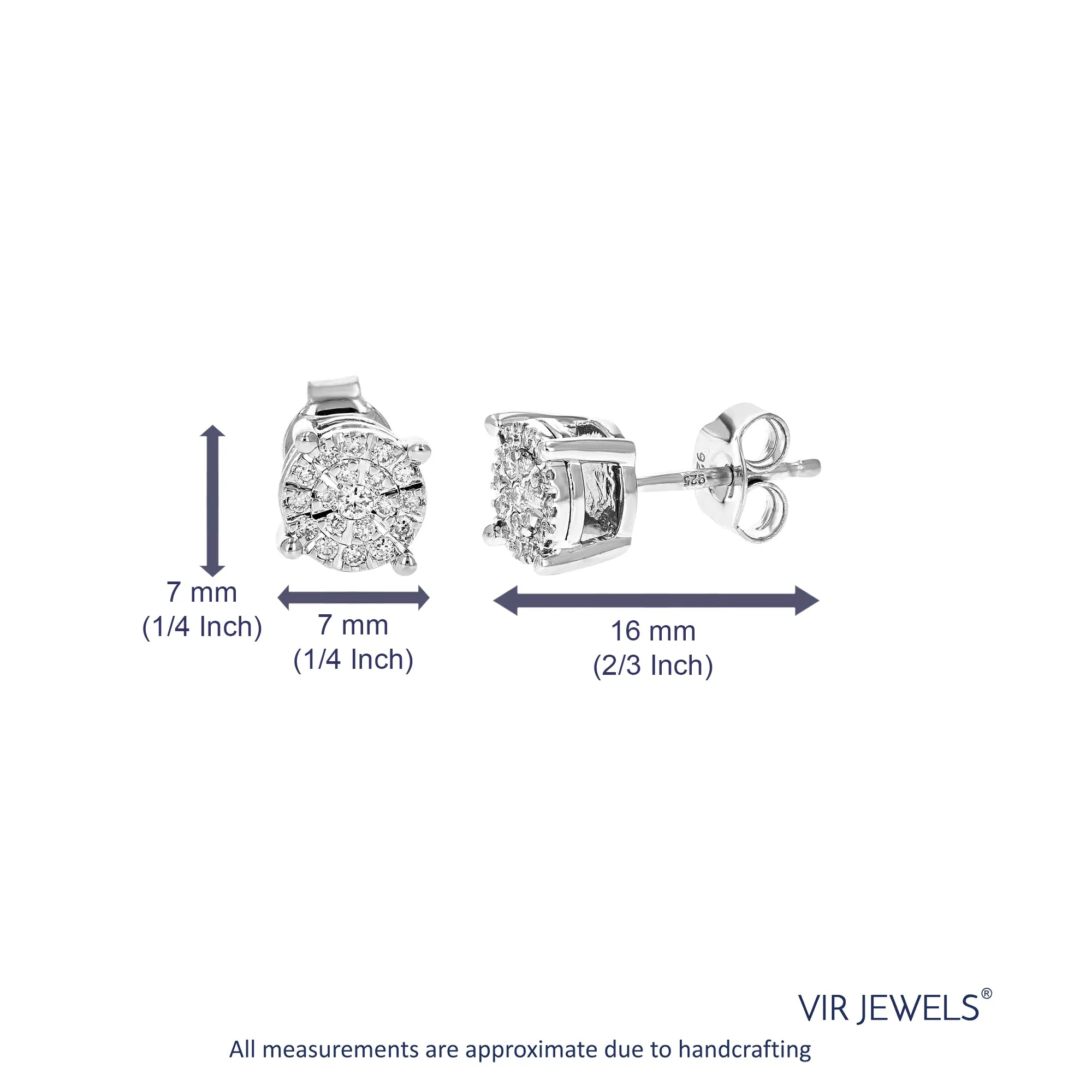 1/4 cttw Classic Diamond Stud Earrings .925 Sterling Silver