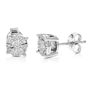 1/4 cttw Classic Diamond Stud Earrings .925 Sterling Silver