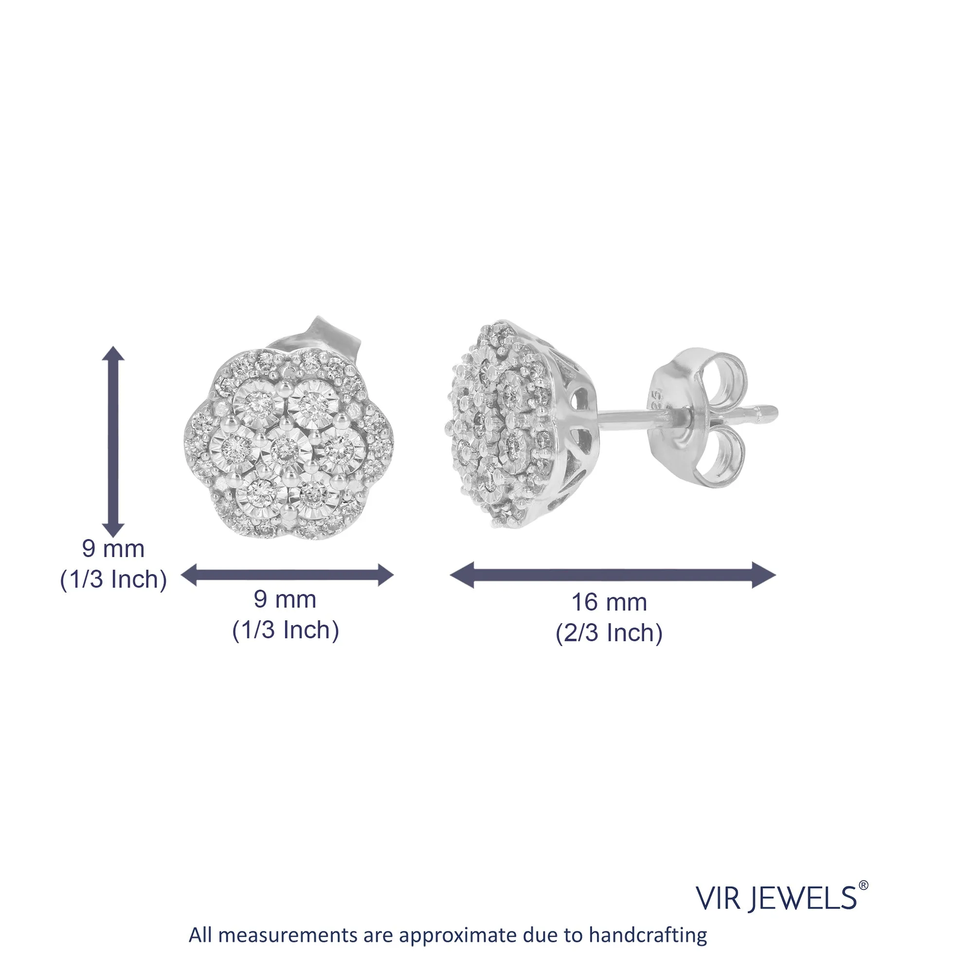 1/4 cttw Flower Composite Diamond Stud Earrings in Sterling Silver