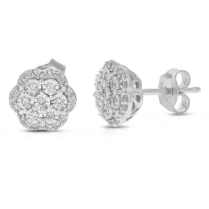 1/4 cttw Flower Composite Diamond Stud Earrings in Sterling Silver