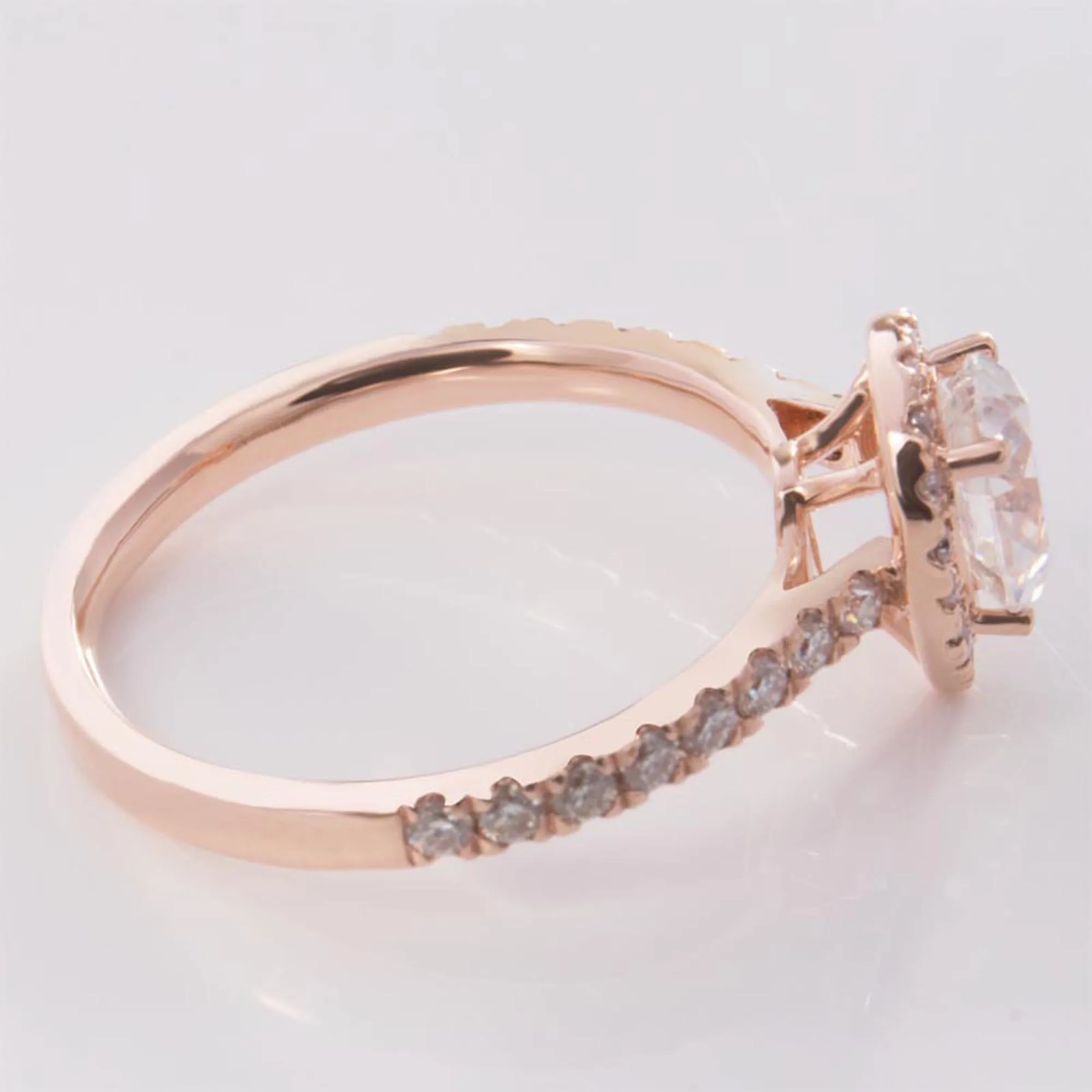 14 k Rose Gold Pear Engagement Ring With Halo Setting