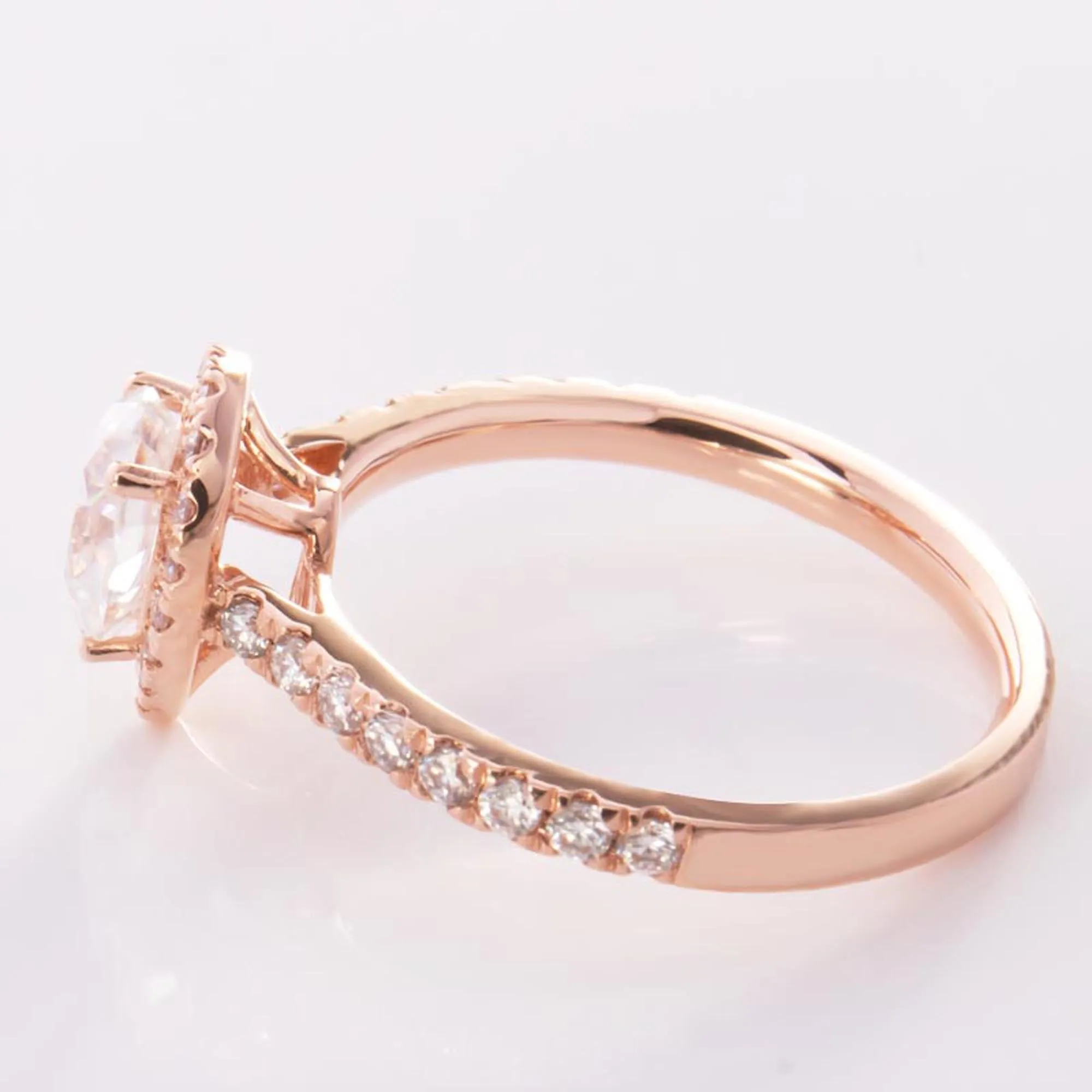 14 k Rose Gold Pear Engagement Ring With Halo Setting