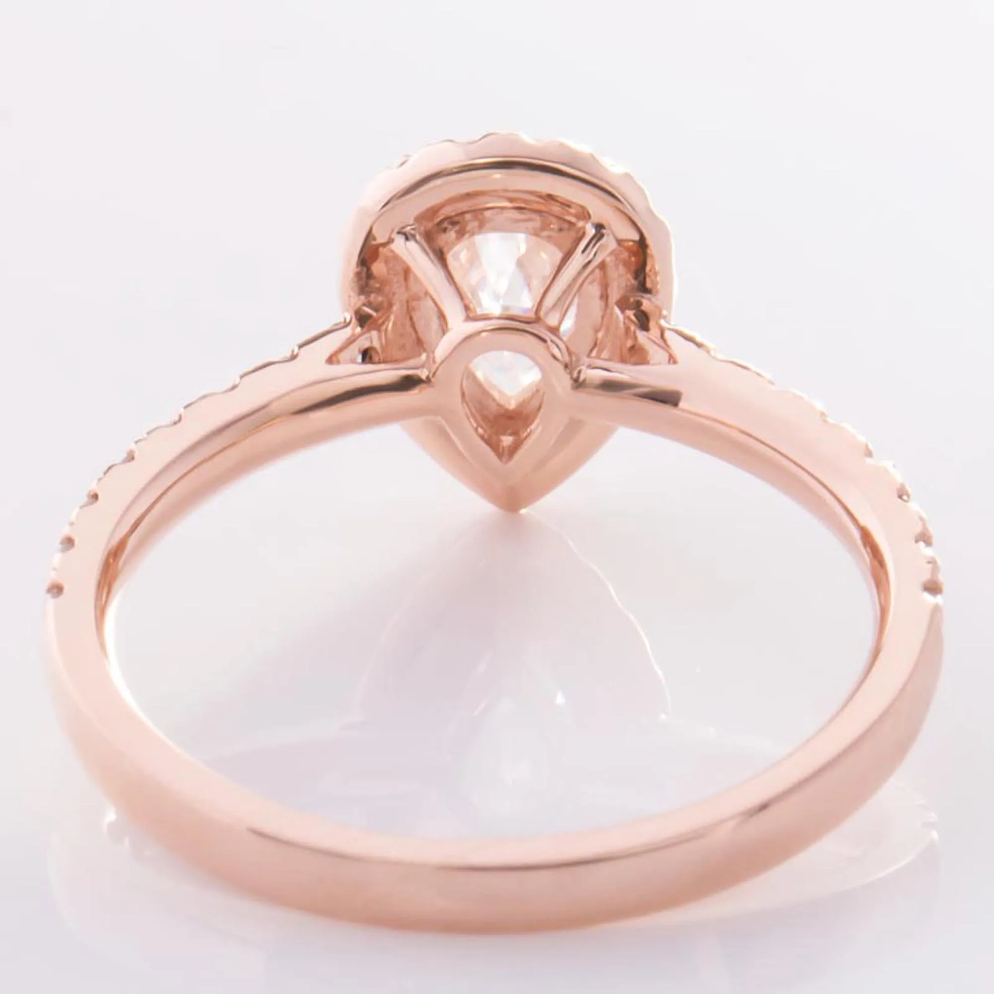 14 k Rose Gold Pear Engagement Ring With Halo Setting