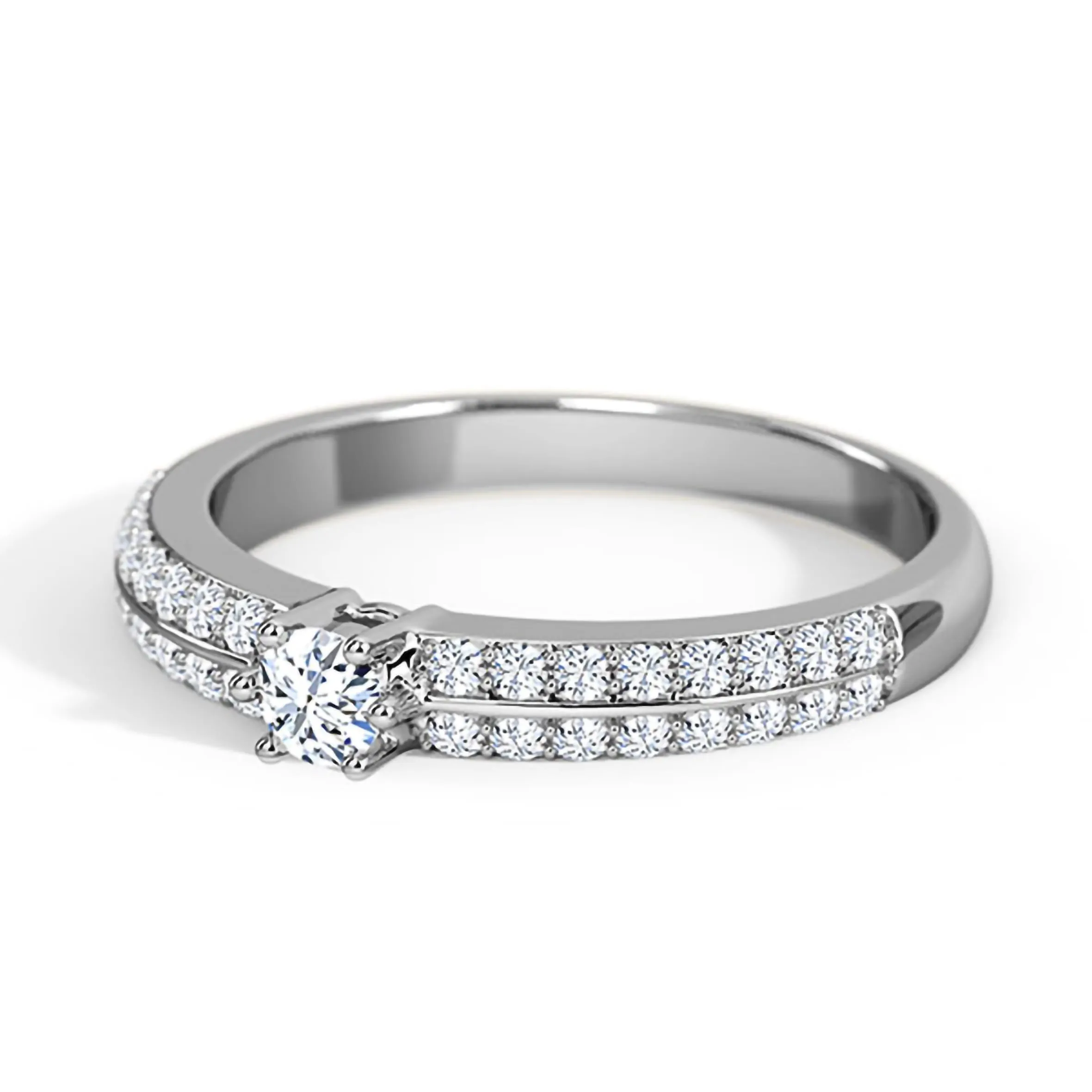 14 k White Gold Moissanite Engagement Ring