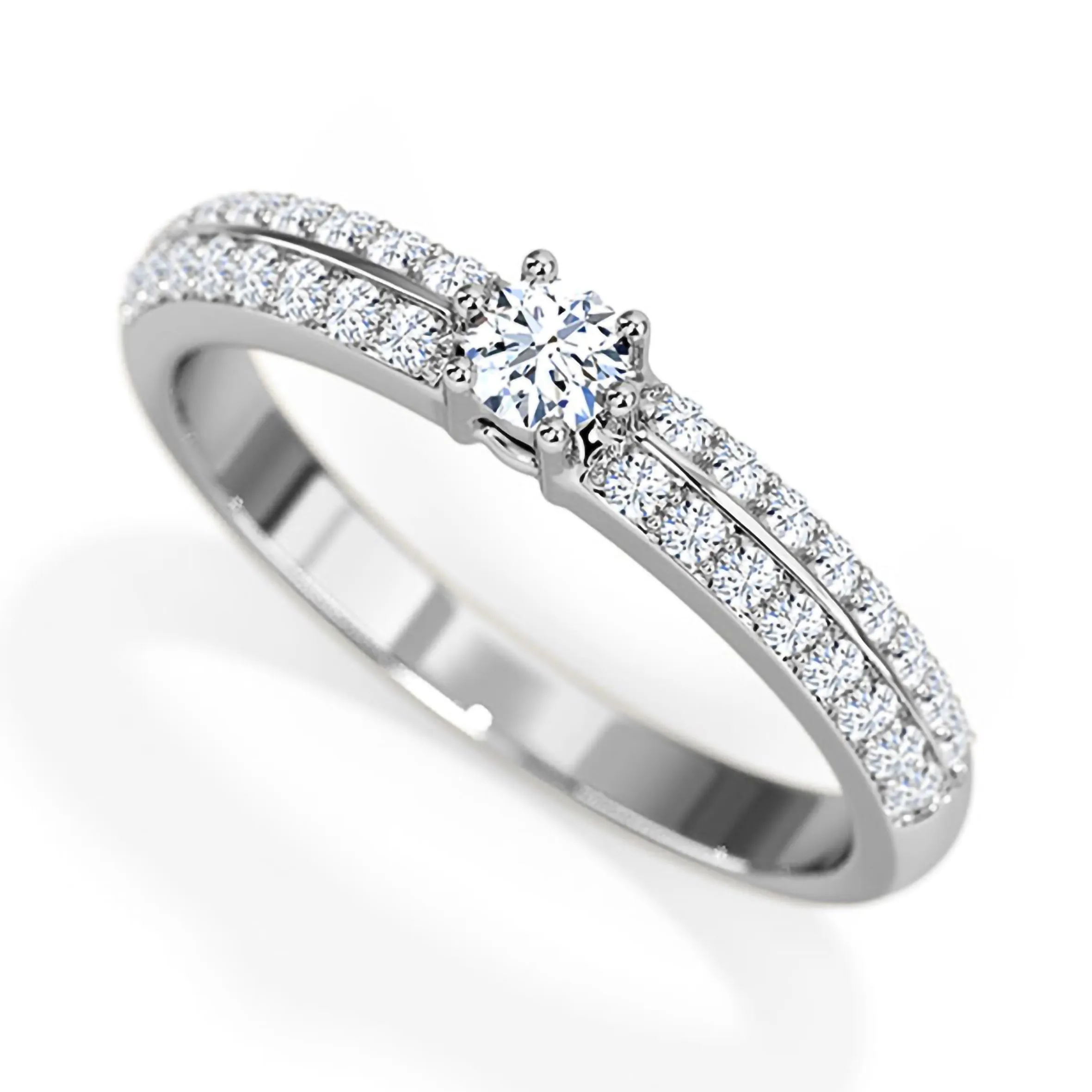 14 k White Gold Moissanite Engagement Ring