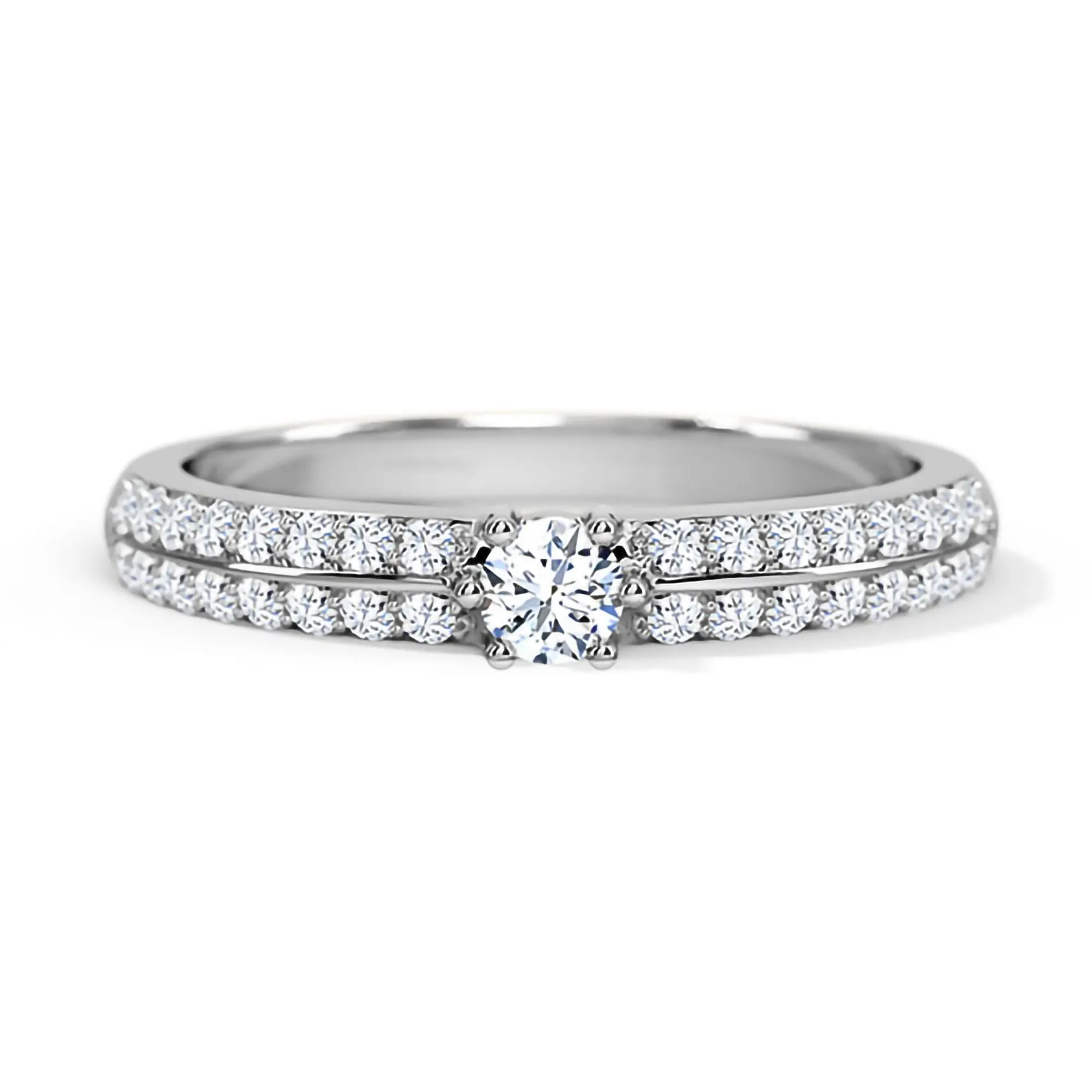 14 k White Gold Moissanite Engagement Ring