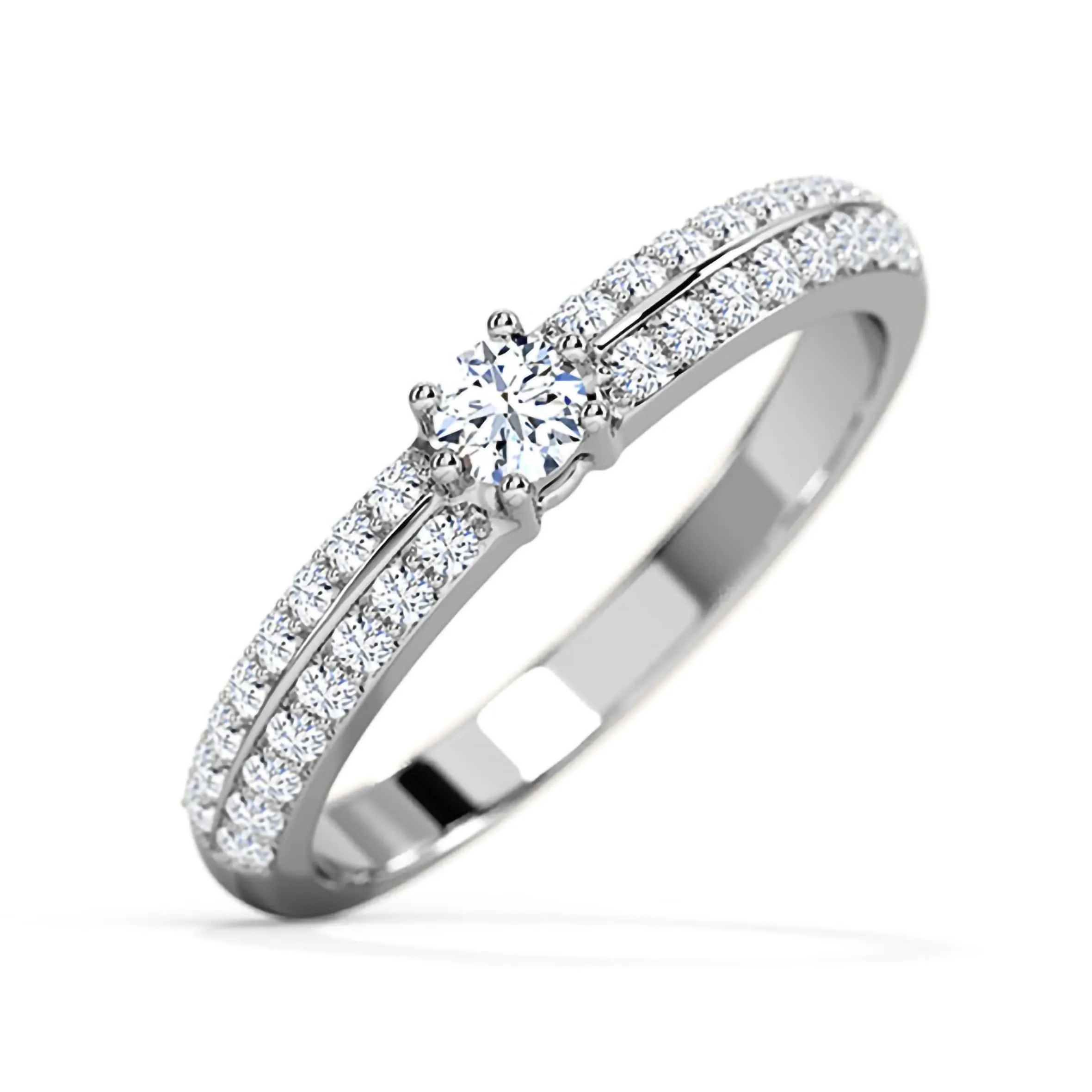 14 k White Gold Moissanite Engagement Ring