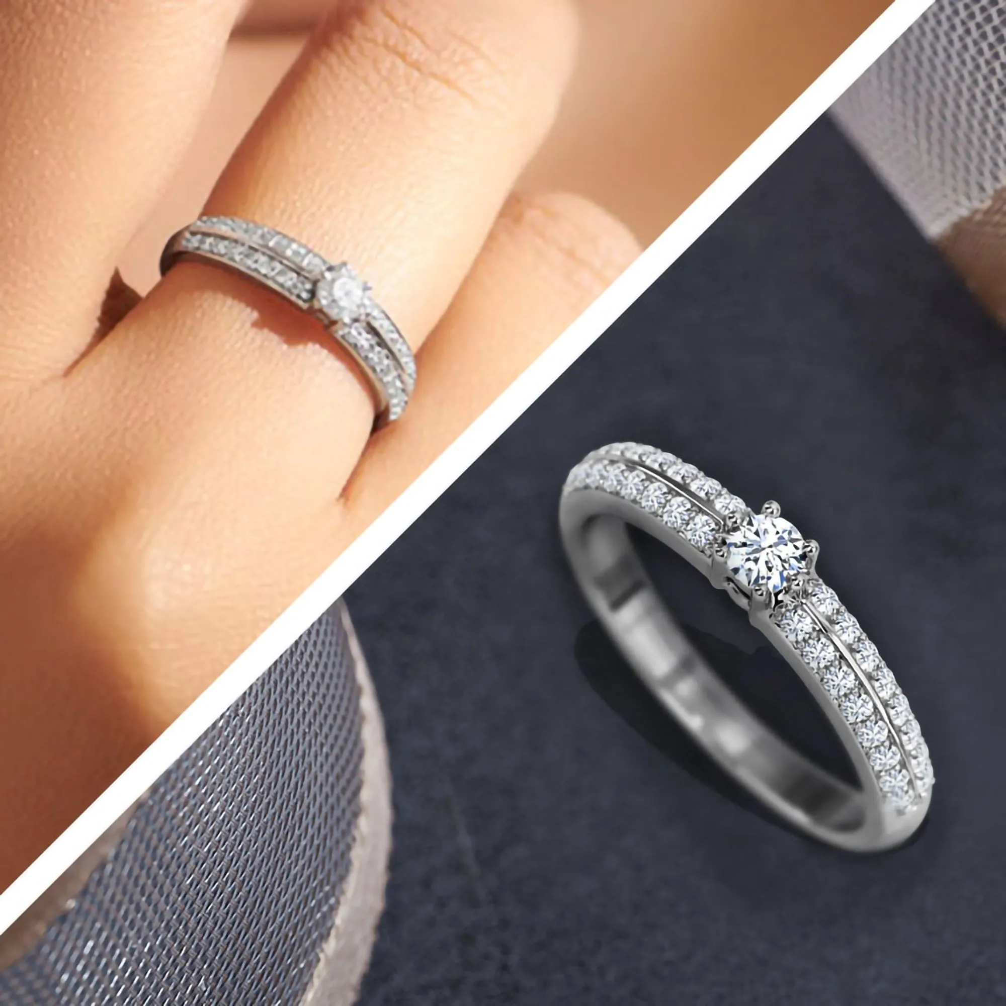 14 k White Gold Moissanite Engagement Ring