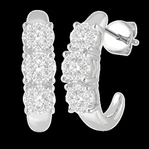 14K 1.25ct Diamond Cluster Earrings