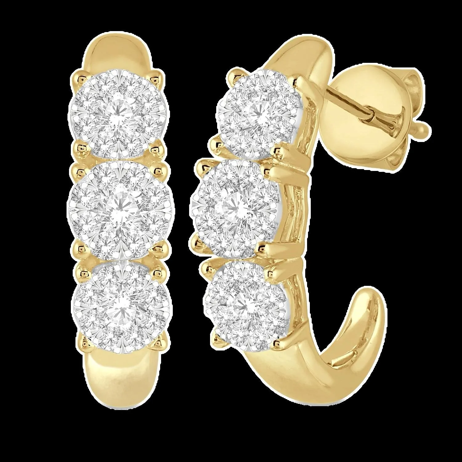 14K 1.25ct Diamond Cluster Earrings