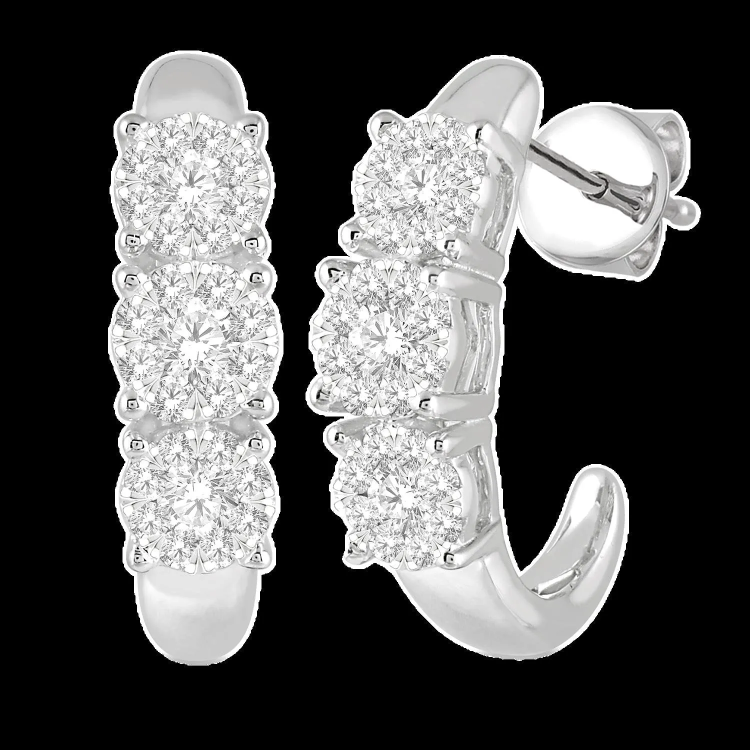 14K 1.25ct Diamond Cluster Earrings
