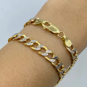 14K 6.5MM Flat Two-Tone Cuban Link Bracelet 7.5-8"