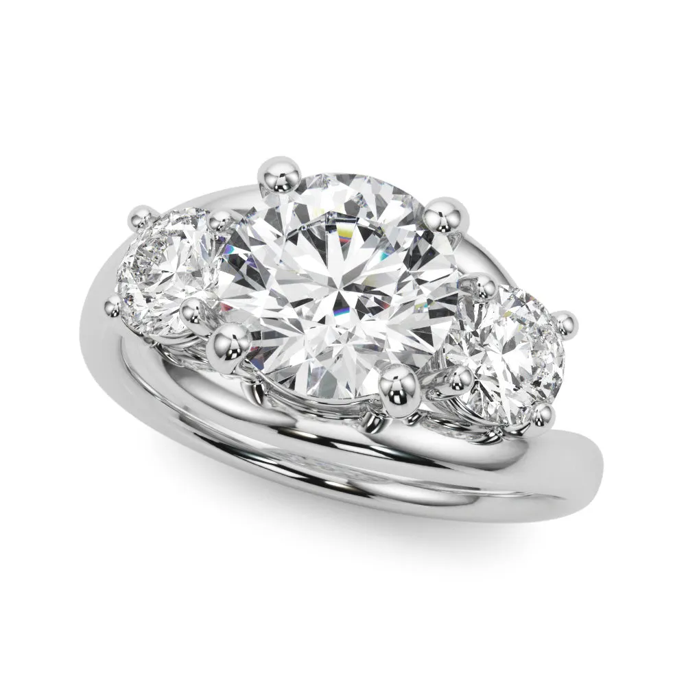 14K Engagement Ring / 3 Stone Engagement Ring