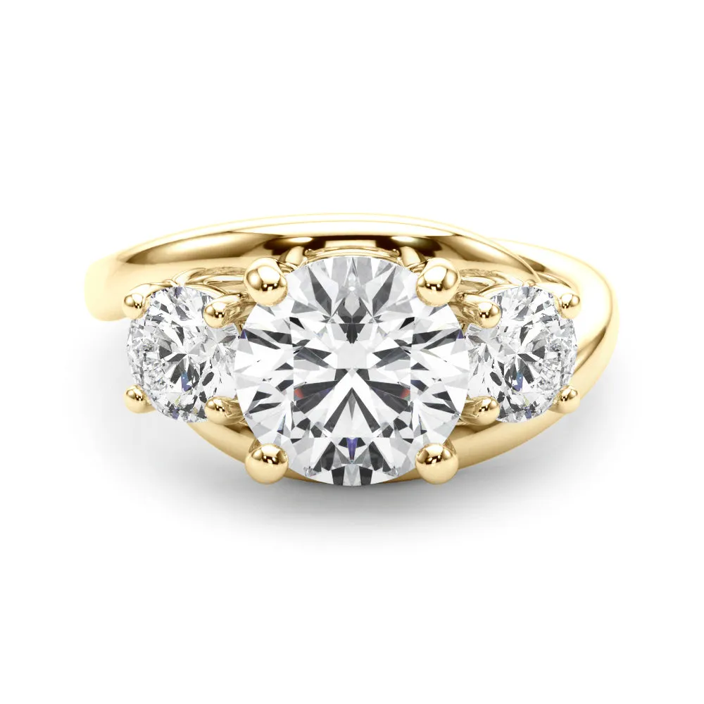 14K Engagement Ring / 3 Stone Engagement Ring