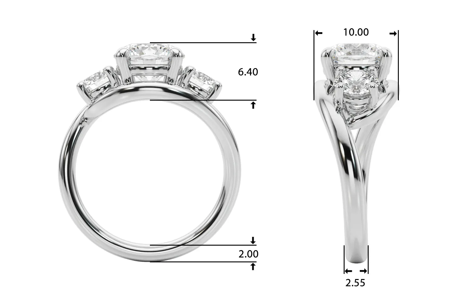14K Engagement Ring / 3 Stone Engagement Ring
