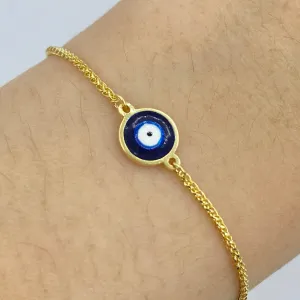 14K Evil Eye Adjustable Bracelet