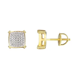 14k Gold Finish Square Prong Silver Earrings