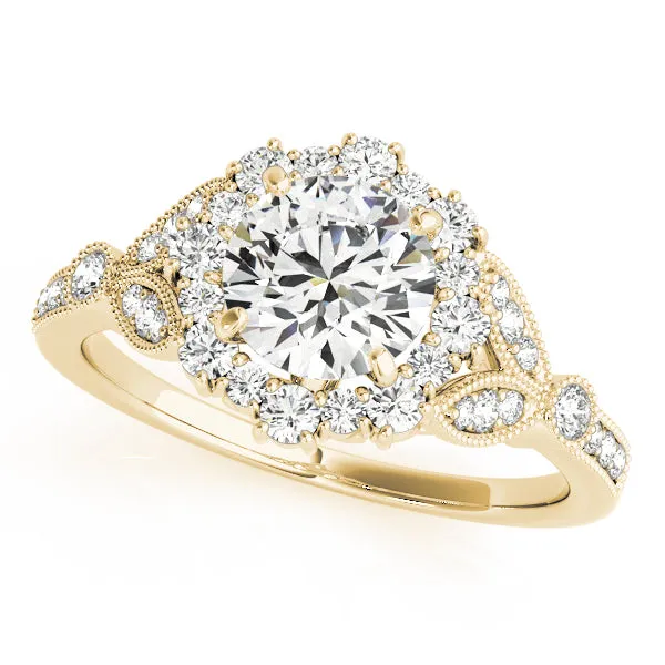 14K Halo Vintage Engagement Ring